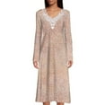 thumbnail image 1 of Dignity Pajamas Open Back Nightgown Women Long Sleeve-Bedridden-Floral Print-Snap-Lace Trim-Patient Gown-LS-220-Ivo Pk-L-XL -2, 1 of 4