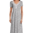 thumbnail image 1 of Dignity Pajamas Womens Open Back Nightgown-Short Sleeve-Lace Trim-Bedridden Patient-Blue Animal Print-L, 1 of 3