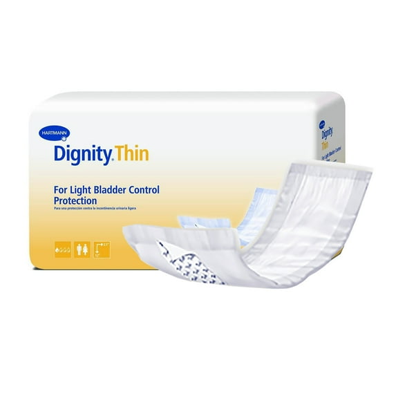 Dignity Thin Unisex Incontinent Pad Contoured 3-1/2 X 12 Inch 30054-180, Light, 180 Ct