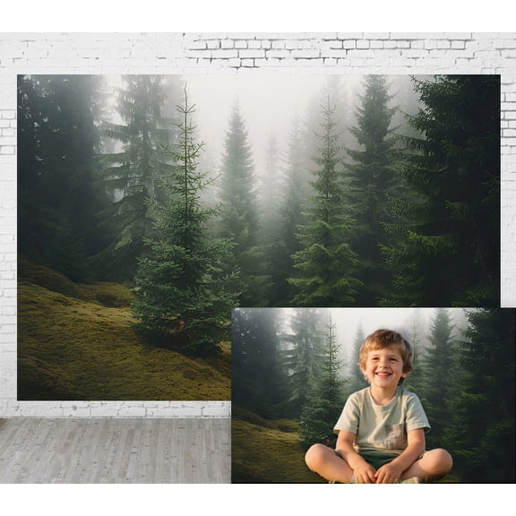 Diha 5x3ft Fabric Outdoor Background Coniferous Forest Moss Fround Picnic Camping Hiking Home Decoration Photography Background