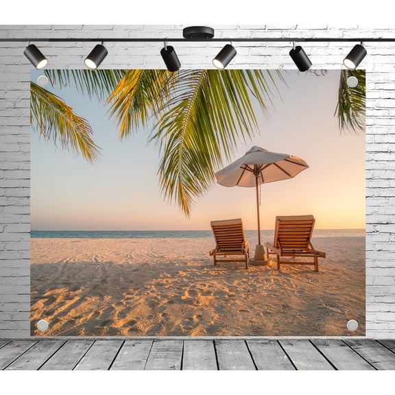 Diha 5x3ft Tropical Palm Leaf Backdrop – Beach Shore Fabric Background for Wedding, Luau, Birthday Party, Photo Booth Studio, Bedroom Living Room Backdrop