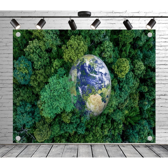 Diha 7x5ft Forest Backdrop, Earth And Trees, Backdrop for Environmental Conference, Party Decoration Outdoor Theme Bedroom Wedding Day Photoshoot Background, Kids Game Video Studio Props