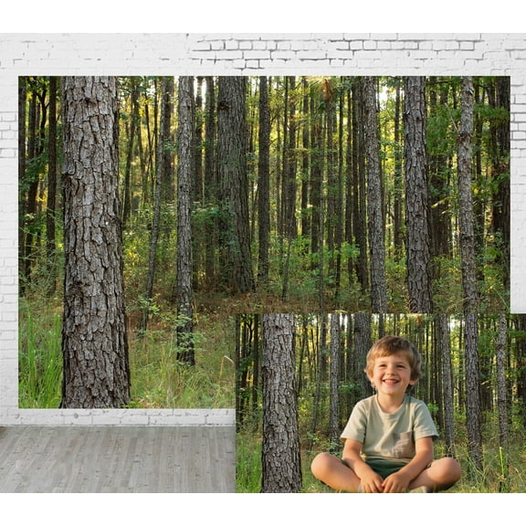 Diha 8x6ft Fabric Outdoor Background Natural Scenery Style Pine Tree Forest Bush Landscape Picnic Camping Hiking Home Decoration Photography Background