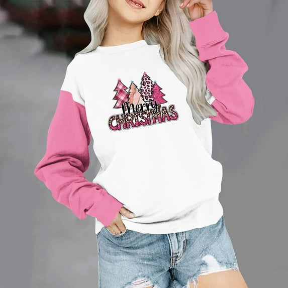 Dihao Christmas Sweatshirts for Toddler Girls 1-12Years,Long Sleeve Crewneck Xmas Graphic Oversized Sweatshirt Kids Fashion Pullover Tops Fall Fashion 2024 Blouse