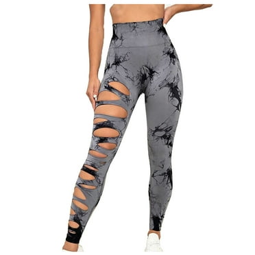 Dihao Comfortable Yoga Pants for Women Plus Size High Waisted Hip Lifting Hollow Tie Fitness Pants for Women High Elasticity Quick Drying Tight Fitting Sports Yoga Pants