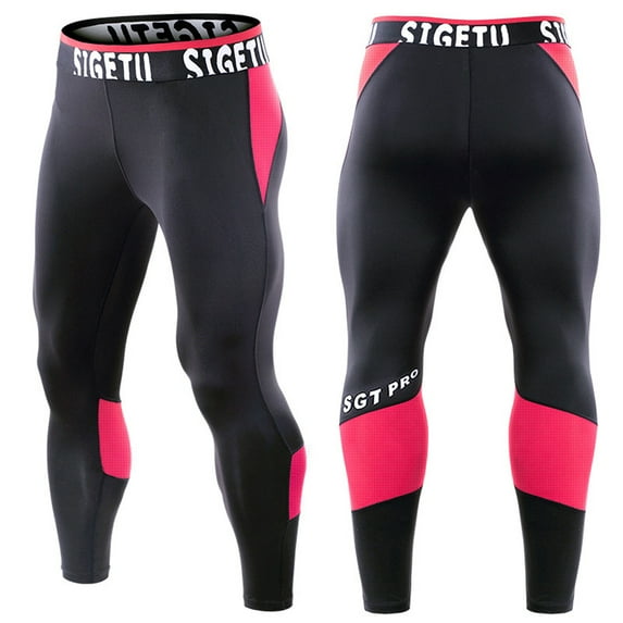 Dihao Leggings for Men Plus Size Athletic Pants Moisture Wicking and Breathable Mens Summer Fitness Patchwork Bodybuilding Skin Tight-Drying Long Sports Pants