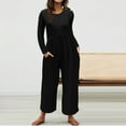 thumbnail image 1 of Dihao Maternity Jumpsuits Long Sleeve Long Pants One Piece Elastic Rompers with Pockets Summer Fall Lightweight and Soft Wide Leg Pants Leggings Pajamas Trousers for Pregnant Women Plus Size S-2XL, 1 of 6