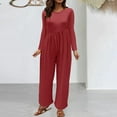 thumbnail image 1 of Dihao Maternity Jumpsuits Long Sleeve Long Pants One Piece Elastic Rompers with Pockets Summer Fall Lightweight and Soft Wide Leg Pants Leggings Pajamas Trousers for Pregnant Women Plus Size S-2XL, 1 of 5