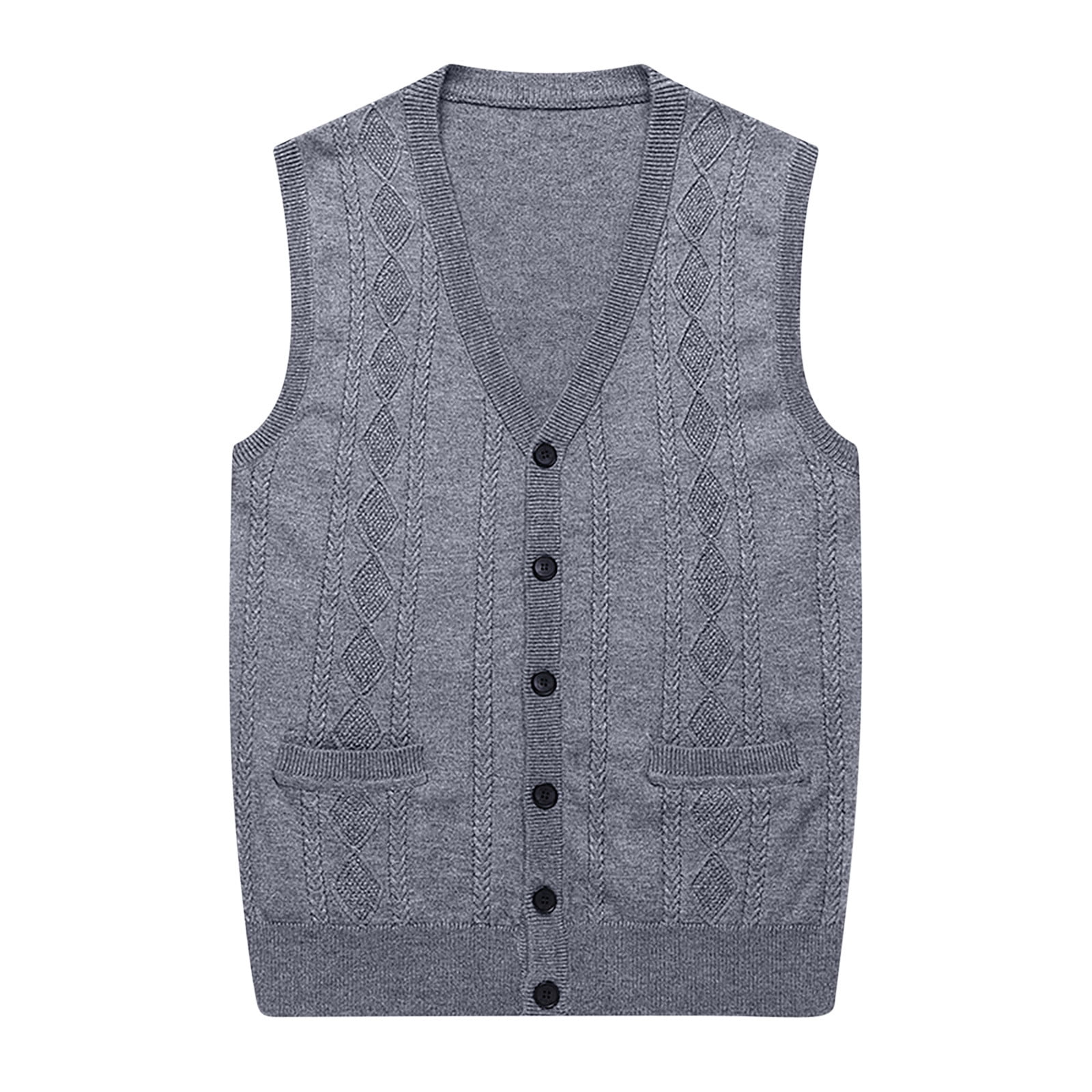 Men's Knitted V-Neck Sleeveless Cardigan Vest - Wool Blend Casual Sweater In Multi-Color