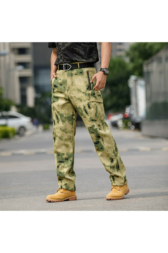 Pants for Men Stealthy Camo Hunting Pant with Reinforced Knees, and Seat Outdoor Sports Soft Charge Mountain Climbing Cargo Work Pants Baggy Camo Tactical Combat Trousers