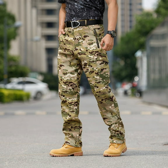 Dihao Pants for Men Stealthy Camo Hunting Pant with Reinforced Knees, and Seat Outdoor Sports Soft Charge Mountain Climbing Cargo Work Pants Baggy Camo Tactical Combat Trousers