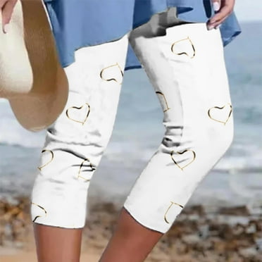 Dihao Pants for Women Plus Size Floral Print Casual Slim Capris Pants with Pockets Elastic High Waist Long Straight Pants Sports Outdoor Trousers Clearance