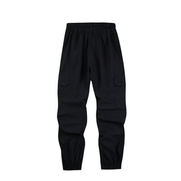 Dihao Pants for Men Casual Style Daily/Sports/Pajamas/Hiking/Work Cargo Pants Man Solid Color Linen Multi-Pocket Tether Binding Leg Trousers