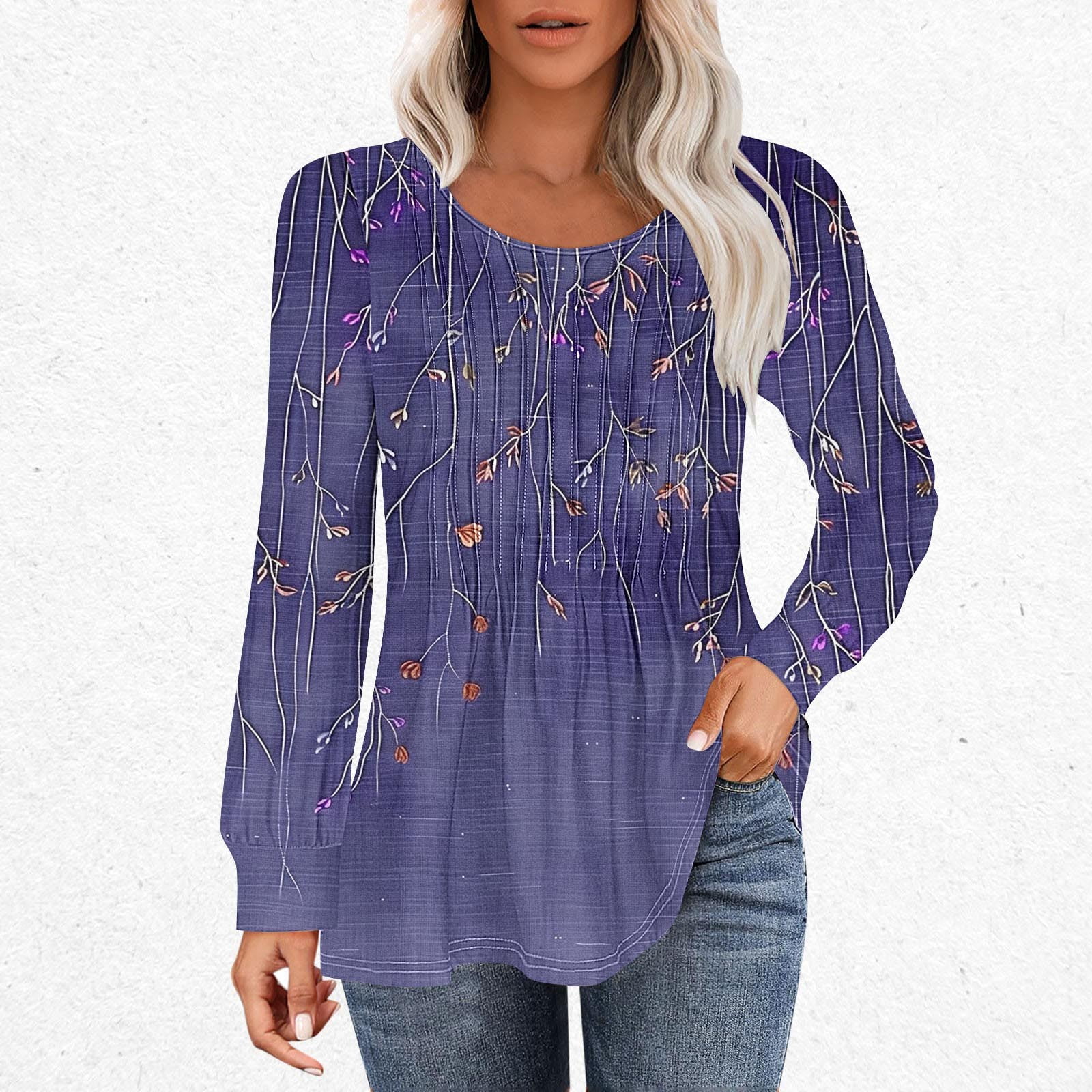 ★ason★ IVY COLLAR LONG SLEEVE NAVY AS_P0000CDL JWD Women's Tops Long Sleeve Lace Trim O-Neck A Line Tunic