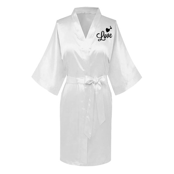 Dihao Robes for Women Plus Size Clearance Summer Cool Silk Pajamas with Belt Women's Fashionable Front and Back Printed Solid Color Ice Silk Bathrobe Sexy Home Clothing