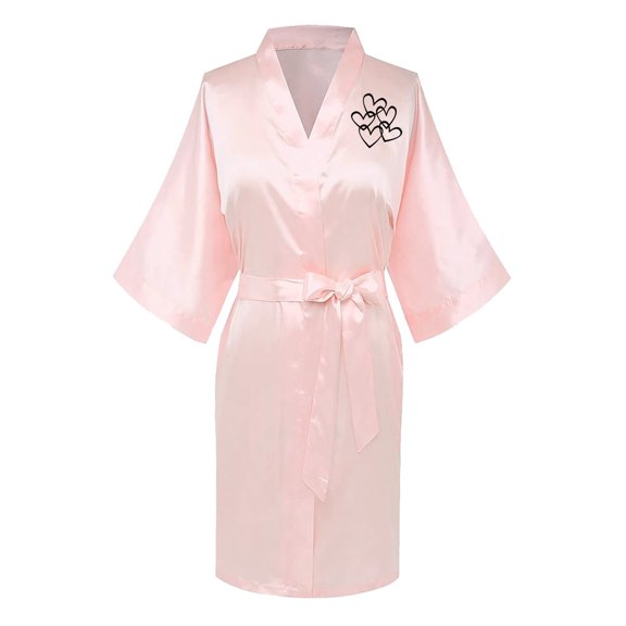 Dihao Robes for Women Plus Size Clearance Summer Cool Silk Pajamas with Belt Women's Fashionable Front and Back Printed Solid Color Ice Silk Bathrobe Sexy Home Clothing