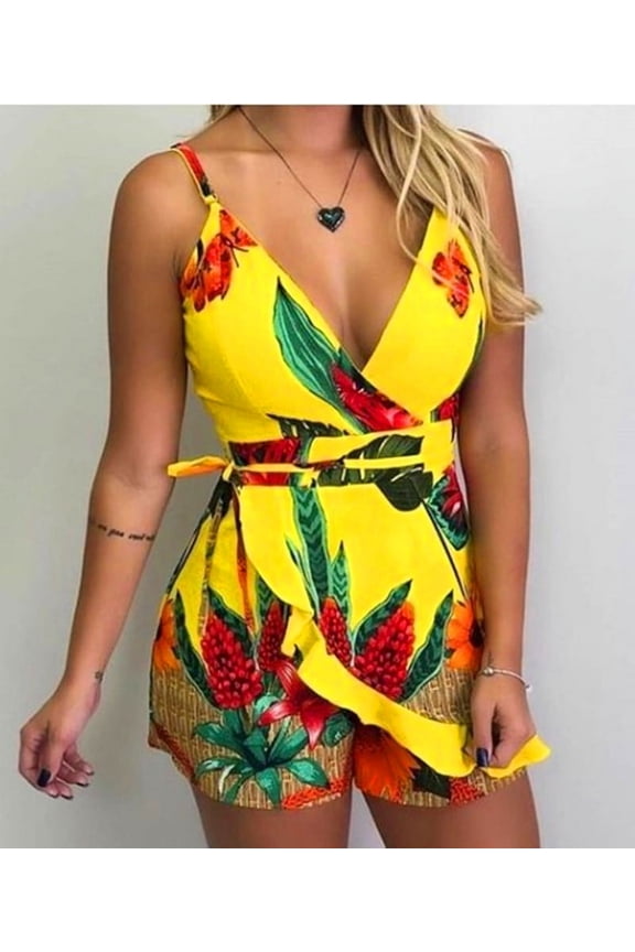 Rompers for Women Clearance Plus Size Women Sleeveless Sequins Sexy Trade Printed Casual Slim Jumpsuit Pajamas for Sleep Or Daily