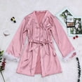 thumbnail image 1 of Dihao Silk Robes for Women Floral Printing Trim Satin Bride Robe 3/4 Sleeve Sexy Kimono Robe Sleepwear Women Solid Color Tie Straps Ice Shreds Taste Fashion Sexy Bathrobe Robe, 1 of 6