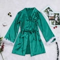 thumbnail image 1 of Dihao Silk Robes for Women Floral Printing Trim Satin Bride Robe 3/4 Sleeve Sexy Kimono Robe Sleepwear Women Solid Color Tie Straps Ice Shreds Taste Fashion Sexy Bathrobe Robe, 1 of 6