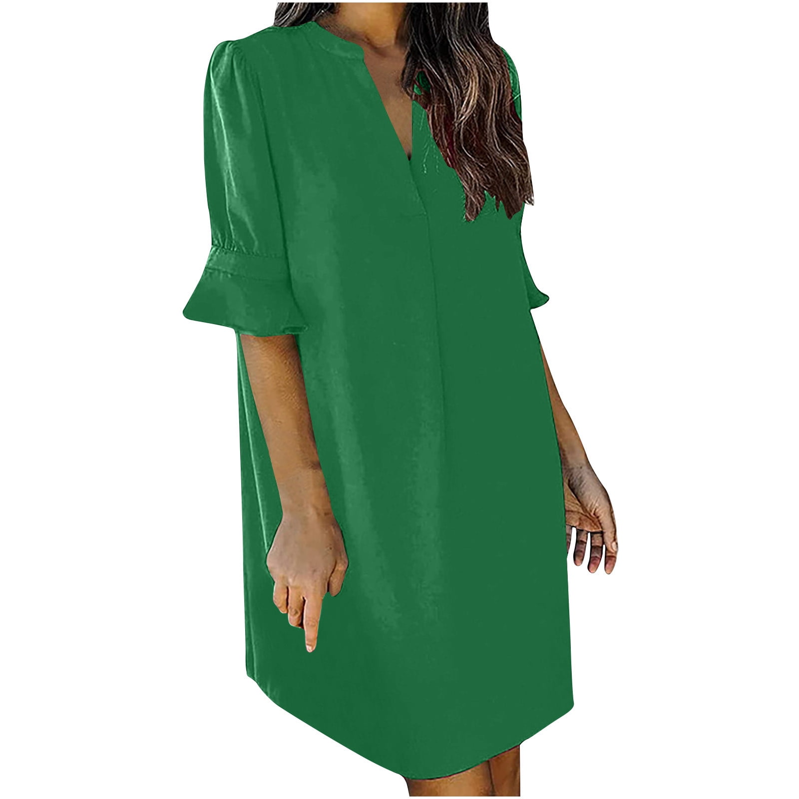 Dihao summer dress for women plus size 2024 women solid color flare