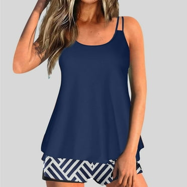 Dihao Tankini Swimsuit for Women Clearance Plus Size Women'S Printed Split Sexy Swimsuit with Shorts Two Piece Swimsuit Split Set