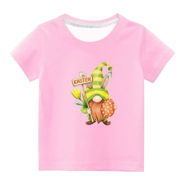 Dihao Toddler Kids Boys Girls Easter Dwarf Easter Eggs Print Round Neck Print Short Sleeve Top