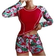 thumbnail image 1 of Dihao Two Piece Swimsuit for Women Clearance Plus Size Women'S Long Sleeve Printing Patchwork Bikini Set Swimsuit Two Piece Sling Swimwear Beachwear, 1 of 2