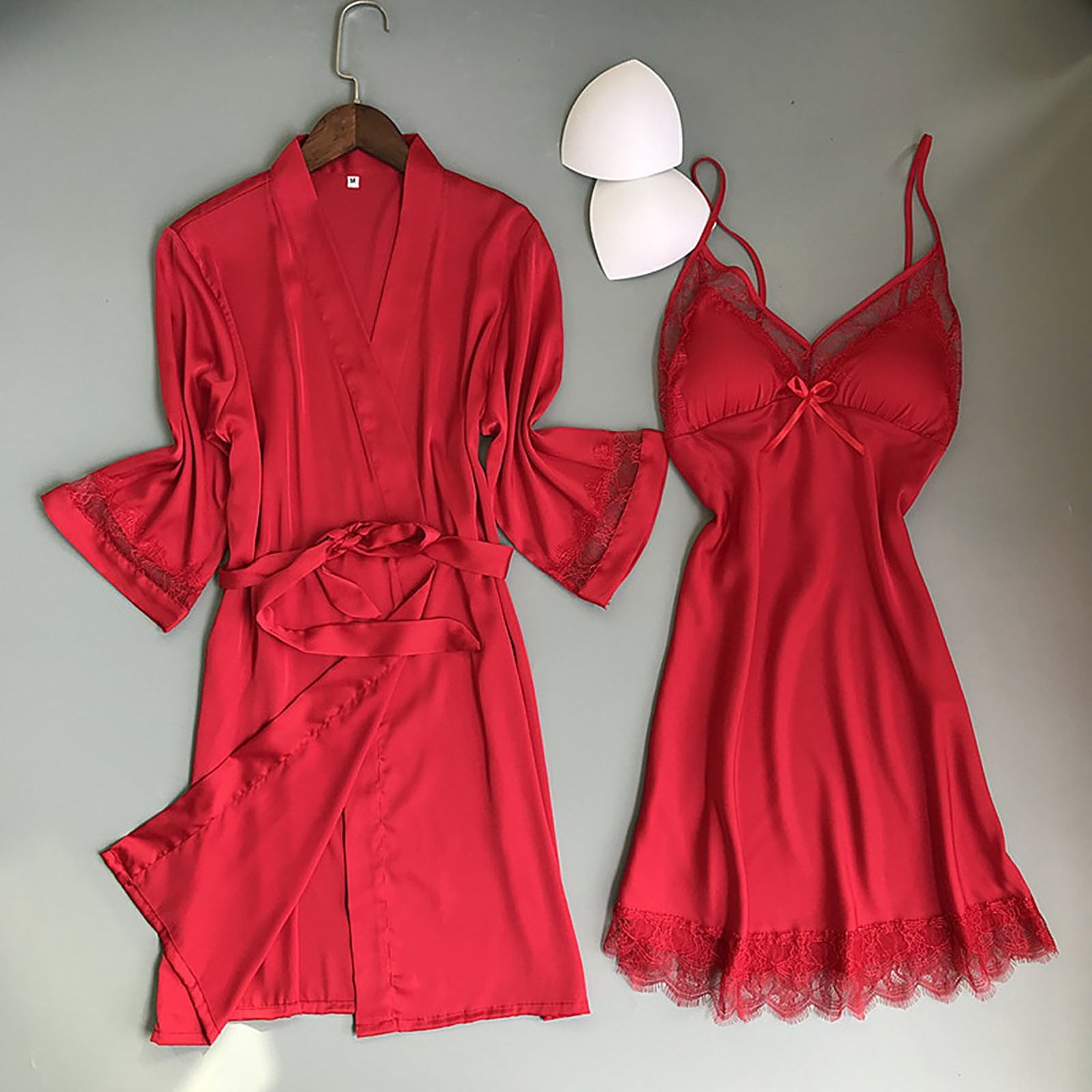 Dihao Women's Sexy Nightgown Two-Piece Set Simulated Silk Hot and Spicy ...