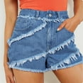thumbnail image 1 of Dihao Womens Denim Shorts Women Mid Rise Ripped Stretchy Jeans Shorts Frayed Raw Hem Casual Denim Shorts Elastic Jeans Ripped Hole Short Jeans Washed Distressed Sexy Denim Shorts, 1 of 6