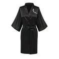 thumbnail image 1 of Dihao Womens Robes Women Robe Lightweight Long Sleeve Knit Bathrobe Summer Soft Knee Length Sleepwear Robes V Neck Love Printed Lace up Ice Silk Bathrobe Sexy Home Clothing, 1 of 3