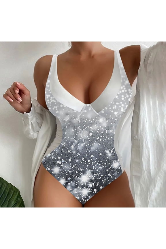 Womens Swimsuits Sparkle Printing One Piece Bathing Suit Tummy Control Bikini Women's Sexy and Fashionable Saint Patrick Beach Swimsuit Vacation Outfits Swimwear