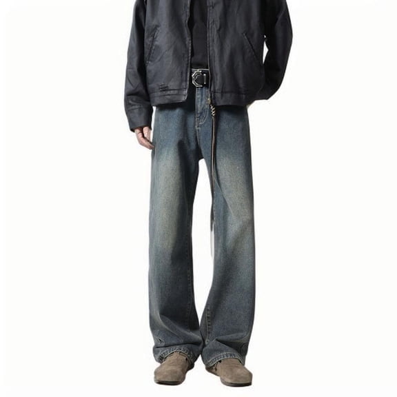 Dihao george Plus Size Mens Pants 2025 Men's Baggy Jeans Y2K Streetwear Empyre Pants Wide Leg Hip Hop Extra Loose Fit Skater Denim Long Casual Trousers