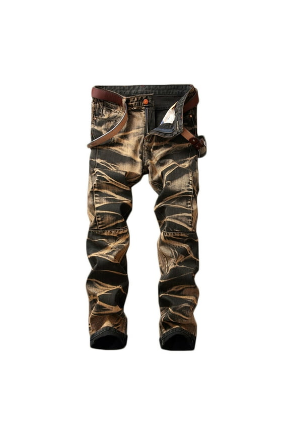 george plus size mens pants clearance Men's Slim Fit Stretch Jeans Vintage Washed Skinny Jeans for Men, Distressed Straight Leg Fashion Comfort Flex Waist Pants