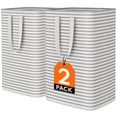 thumbnail image 1 of Clouxem 2 Pack Laundry Hamper Large Collapsible Laundry Baskets, Freestanding Waterproof Clothes Hamper with Easy Carry Handles in Laundry Room Bedroom Bathroom College Dorm for Adults, Grey, 2 x 80L, 1 of 8