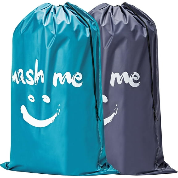 Dihmpor 2 Pack XL Wash Me Travel Laundry Bag, Dirty Clothes Organizer, Large Enough to Hold 4 Loads of Laundry, Easy Fit a Laundry Hamper or Basket