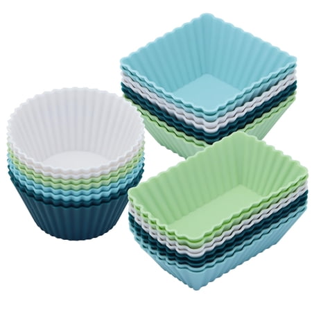 Dihmpor 24Pack Silicone Muffin Cups, Reusable Cupcake Liners Molds for Baking, 3 Shapes Lunch Box Bento Dividers-Round, Square, and Rectangular (Neutral Colors, Regular Size) price history and forecast - Dihmpor