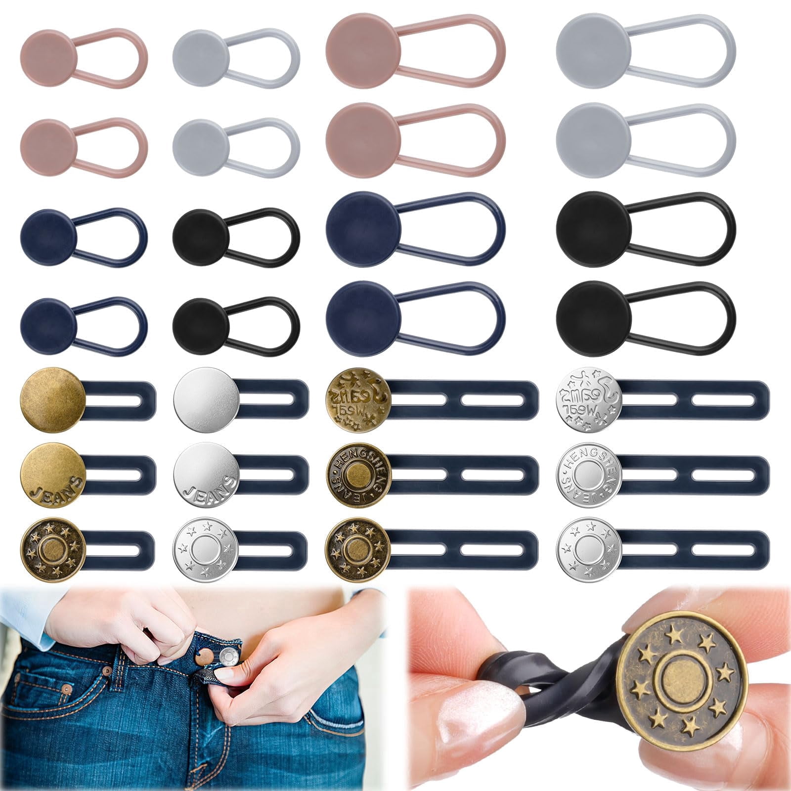 Button Expanders Dihmpor, Button Extenders for Jeans, 28 Pack, Multicolor - Walmart.com