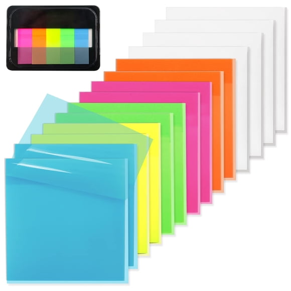 Dihmpor 800 Sheets(14Pads)Transparent Sticky Notes,Clear Sticky Notes,3" x 3" Translucent Sticky Notes Pads,See Through Sticky Notes for Book Annotation,Self-Adhesive and Colorful