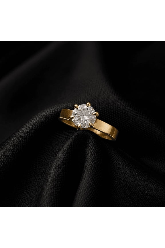 14K Vermeil Yellow Gold Wedding Ring Six Prong Moissanite Women Anniversary Ring Brilliant Round Shape Diamond Engagement Forever Ring