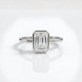 thumbnail image 1 of Diiro Bezel Set Emerald Cut Moissanite Solitaire Engagement Ring for Women in 925 Sterling Silver, Minimalist Wedding Band, Promise Anniversary Gift, 1 of 5