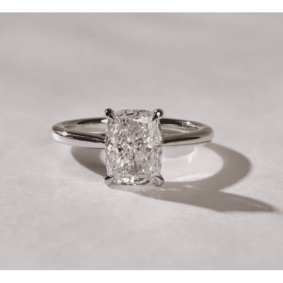 Diiro Cushion Cut Moissanite Engagement Ring for Women, 925 Sterling Silver Solitaire Bridal Ring, Classic 4 Prong Setting, Elegant Wedding Promise Ring