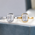 thumbnail image 1 of Diiro Emerald Cut Bezel Set Moissanite Ring, 10K Vermeil Yellow Gold Ring, Minimalist Gold Engagement Ring, Wedding Ring, 1 of 6