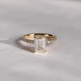 thumbnail image 1 of Diiro Emerald Cut Moissanite Engagement Ring for Women, Pave Diamond Accent Band, Elegant Bridal Wedding Ring, 10K Vermeil Yellow Gold, 1 of 5