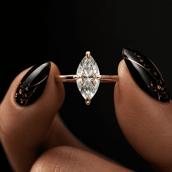 Diiro Marquise Cut Moissanite Engagement Ring for Women, Vermeil Yellow Gold Solitaire Ring, Classic Look 4 Prong Wedding Ring, Promise Ring, Minimalist Bridal Jewelry