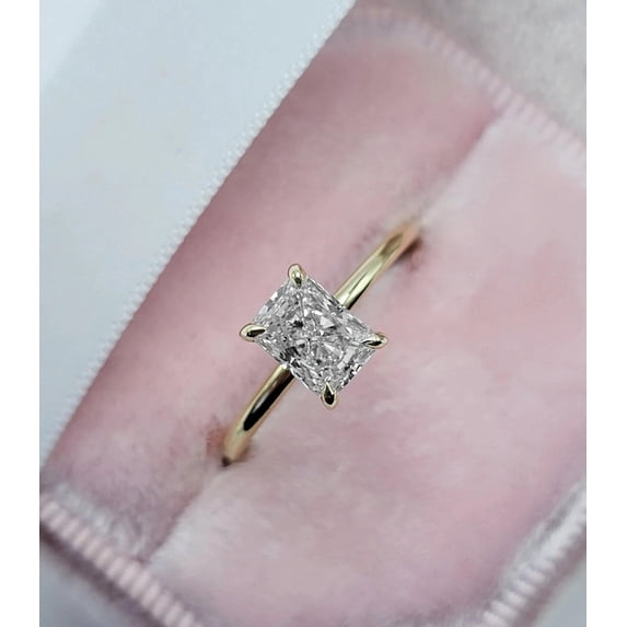 Diiro Modern Radiant Cut Moissanite Diamond Solitaire Engagement Ring for Women in 14K Yellow Gold, Four Prong Minimalist Wedding Promise Ring