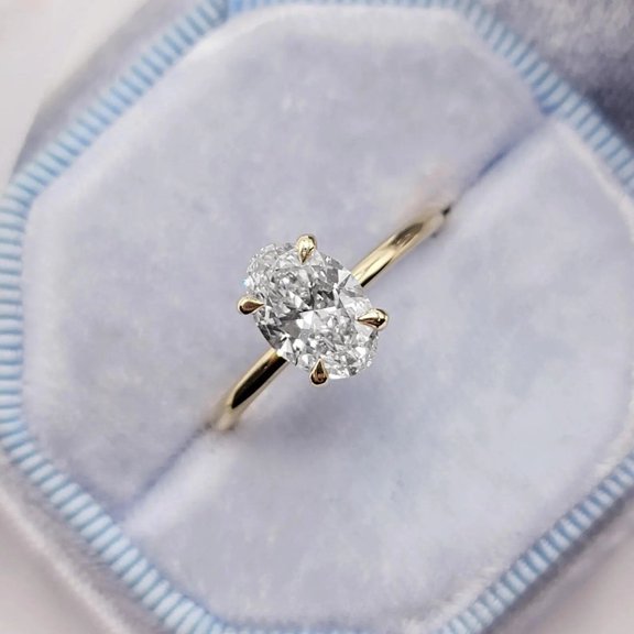 Diiro Oval Cut Solitaire Engagement Ring in 14K Vermeil Yellow Gold, 4 Prong Diamond Ring, Minimalist Promise Ring for Women