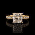 thumbnail image 1 of Diiro Princess Cut Moissanite Engagement Ring for Women, Hidden Halo Pave Band Solitaire Ring, 10K Yellow Gold Vermeil Promise Wedding Ring, 1 of 5