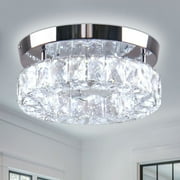 Diisunbihuo 9.8" Crystal Flush Mount Ceiling Light Fixtures LED Round Mini Chandelier Light Fixture Ceiling Lamp for Kitchen Hallway Foyer 15 W 6000K