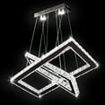thumbnail image 1 of Diisunbihuo Crystal Chandelier Rectangular Led 2 Rings Ceiling Light Stainless Steel Pendant Chandeliers(Cool White), 1 of 5