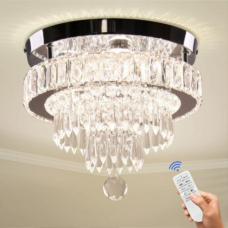 Diisunbihuo Dimmable Crystal Chandeliers LED Flush Mount